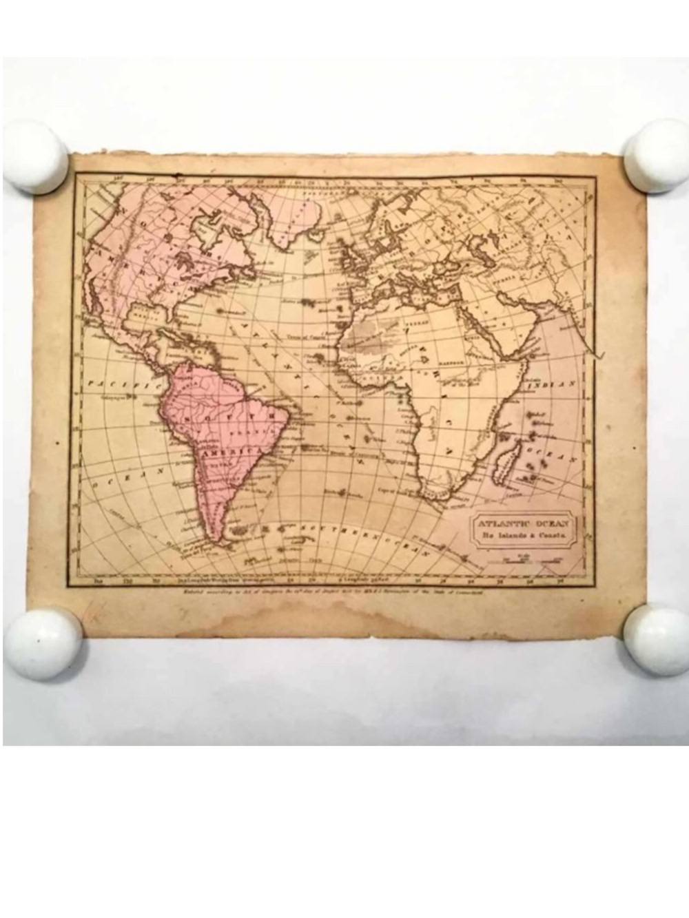 Antique Hand Colored 1830 Map- Atlantic Coastlines